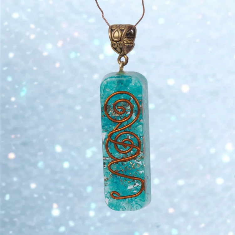 Blue Quartz Crystal Orgonite Pendant 